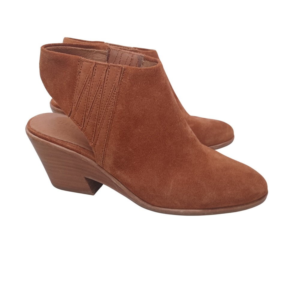 Gentle Souls Kenneth Cole Blaise Slingback Suede Booties Cognac Brown 9.5